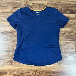 SCRUBSTAR Blue Women's V-Neck Medical Scrub Top 3 Pocket Size Medium